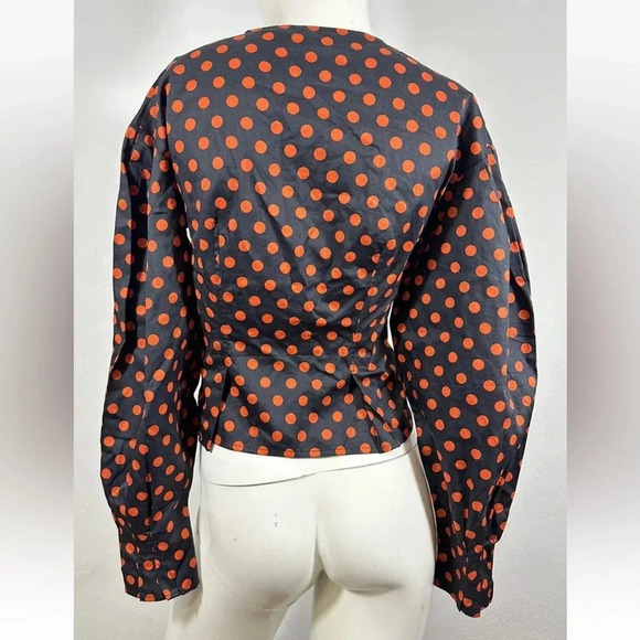 Walter Baker Elina Orange Polka Dots Top Button Front Shirt $158 - Picture 5 of 8
